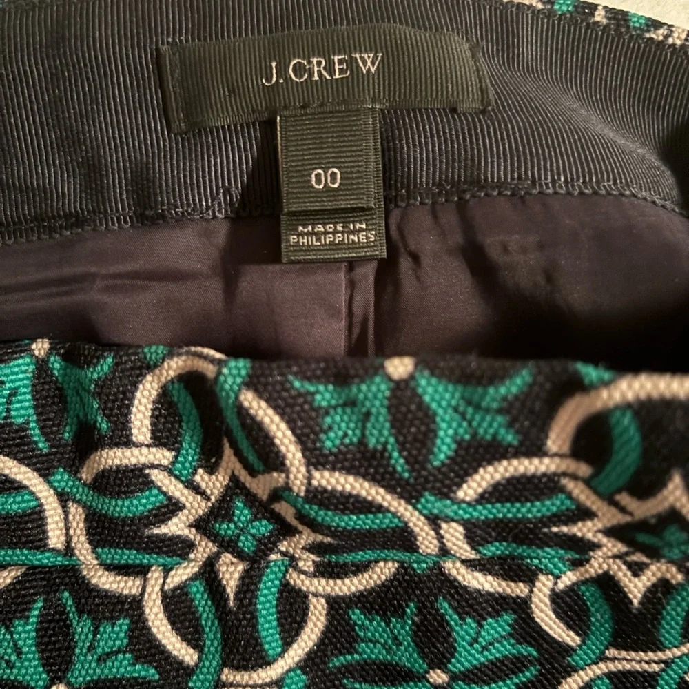 J. Crew Teal and White Geometric Pencil Skirt - Picture 2 of 9